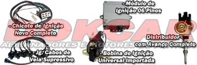 Kit Ignição Opala 4cc, Ditribuidor+Bobina+Modulo+Cabo de Vela