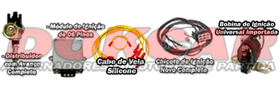 Kit Ignição Eletronica JEEP WILLYS 6CC + Jg de Cabos Silicone 8mm