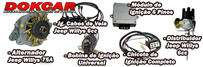 Alternador 75A Jeep 6cc + Igni��o Eletr�nica + Jogo de Cabos de Vela