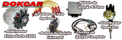 Kit Alternador Opala 6cc + Igni��o Eletr�nica + Cabos de Silicone 8mm